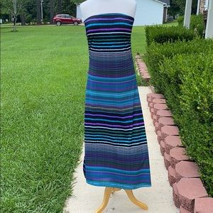 Hypnotik Women’s Peacock Colored Strapless Dress.